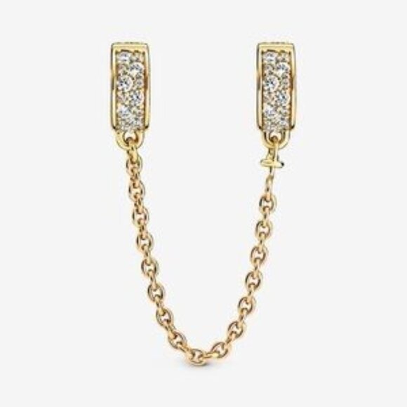 PANDORA Clear Pav�� Safety Chain Clip Charm - Picture 1 of 3